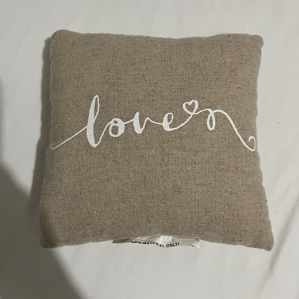 Hobby Lobby Tan and White Love Script Pillow